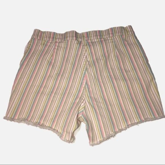 High Rise Stripe Cut Off Jean Shorts Size 12 Pastel White French Dressing Canada - Picture 3 of 7